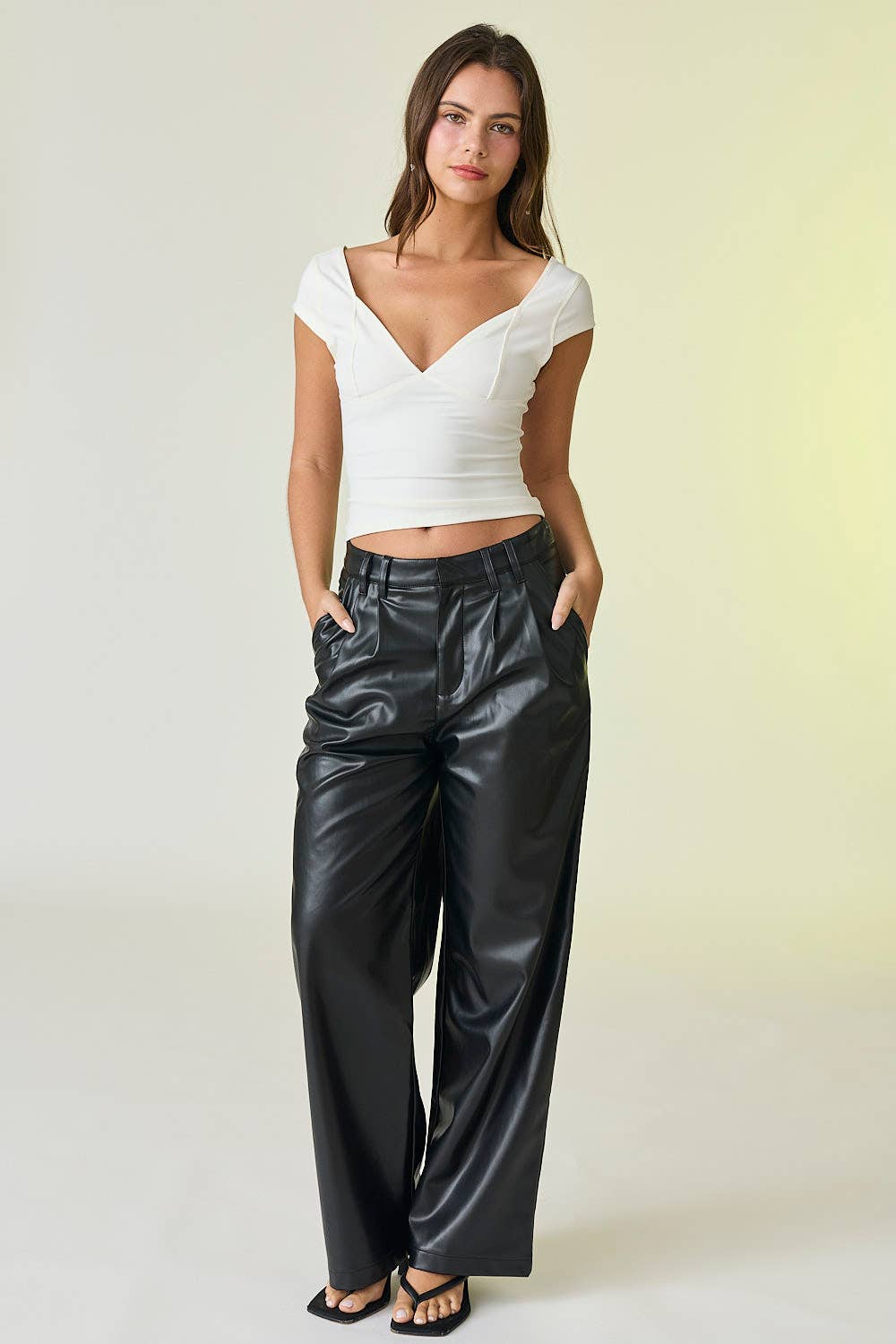 Jade Faux Leather Wide-Leg Pants