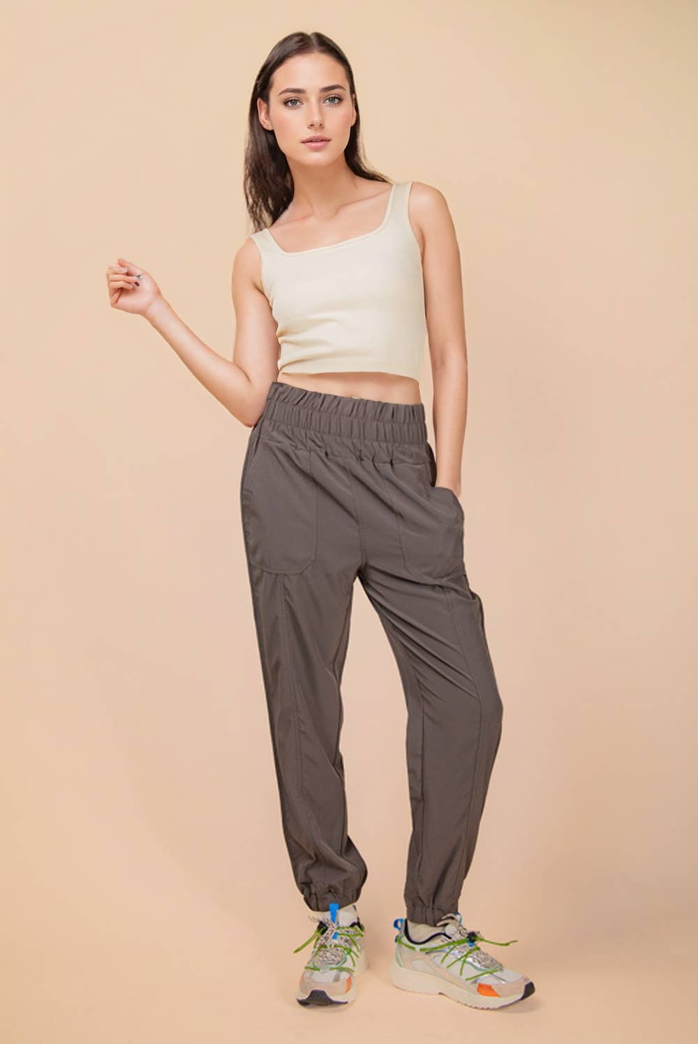 Chestnut Elasticized Waist Joggers