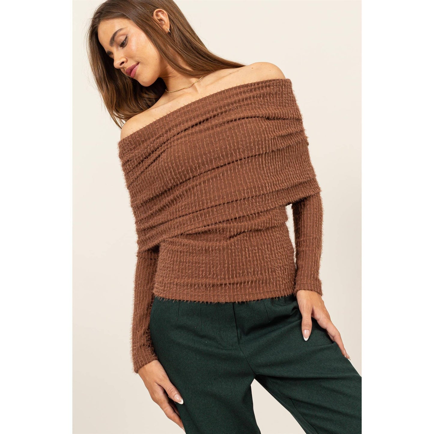 Off-The-Shoulder Textured Sweater