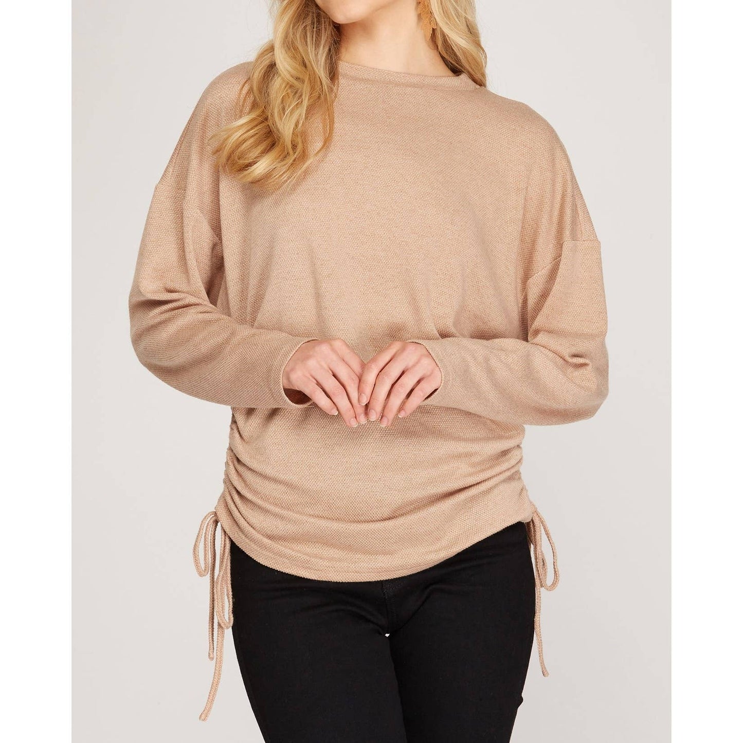 Long Sleeve Rouched Side Top