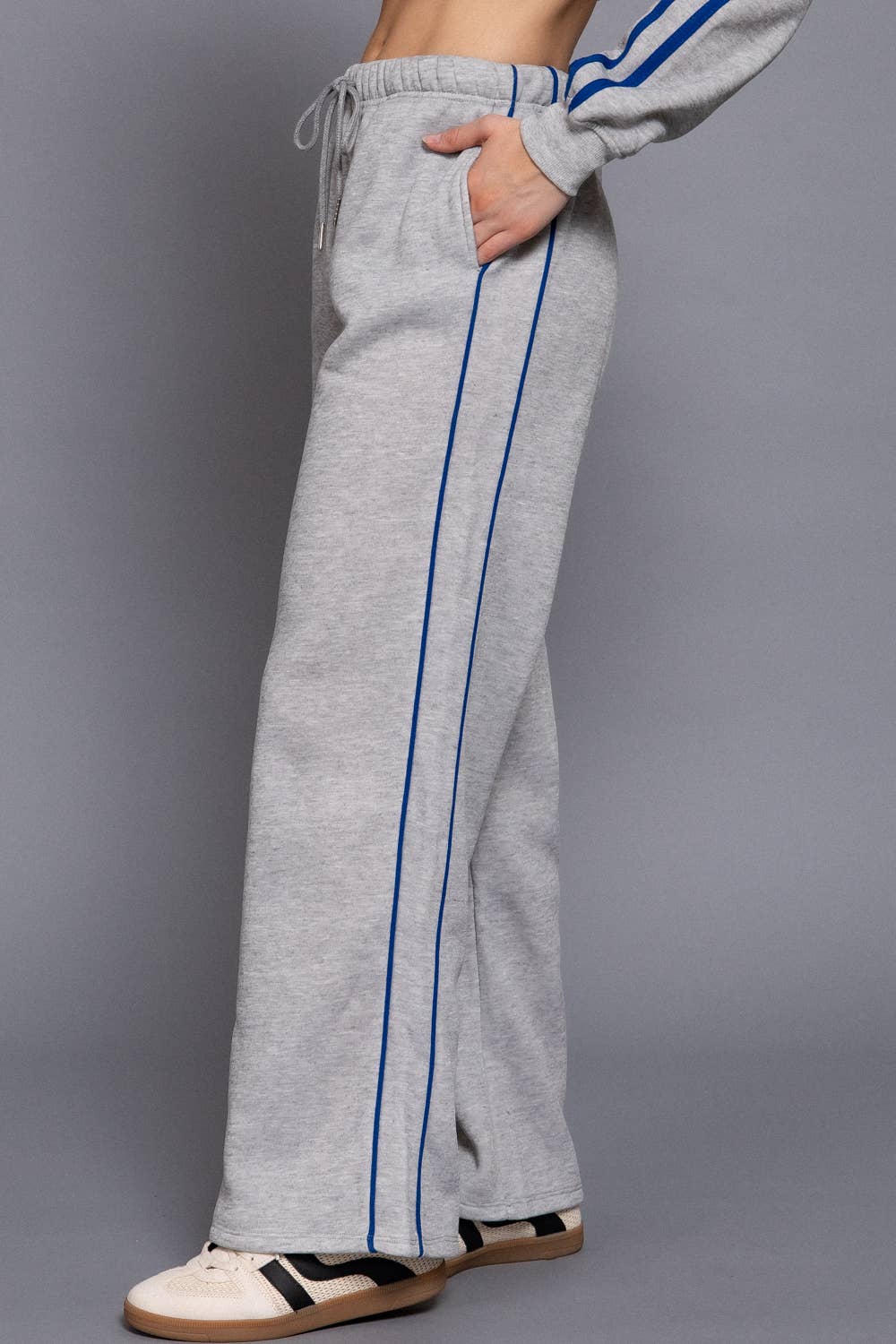 Grey Contrast Line Detail Sweatpants