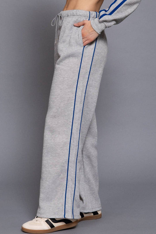 Grey Contrast Line Detail Sweatpants