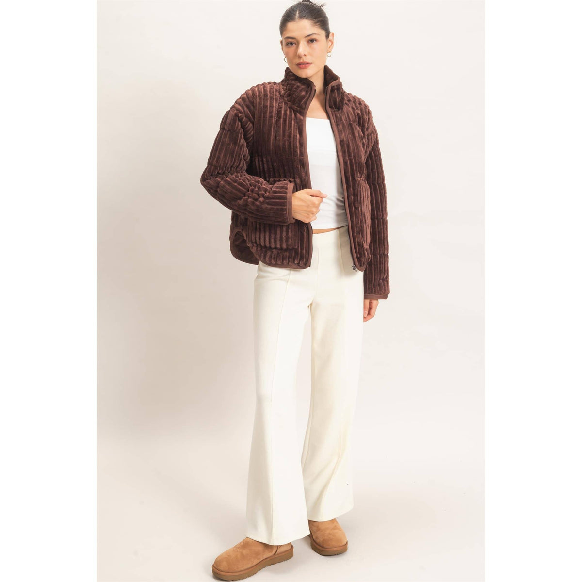 Chocolate Quilted Corduroy Jacket