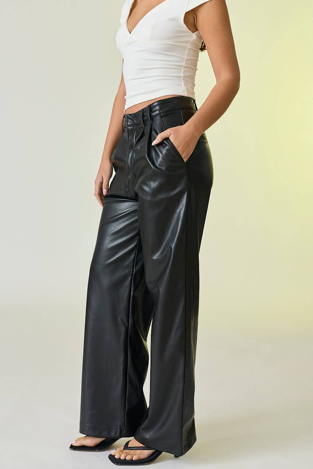 Jade Faux Leather Wide-Leg Pants