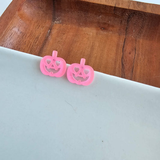 Pink Jack O' Lantern Pumpkin Studs