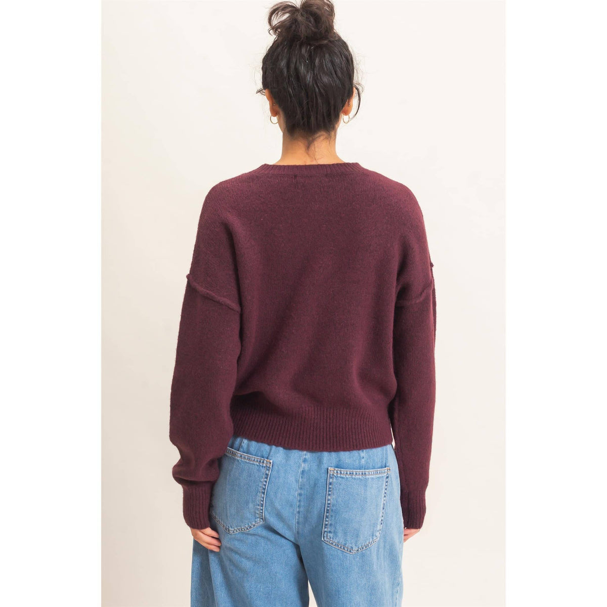 Crew Neck Seam Detail Sweater