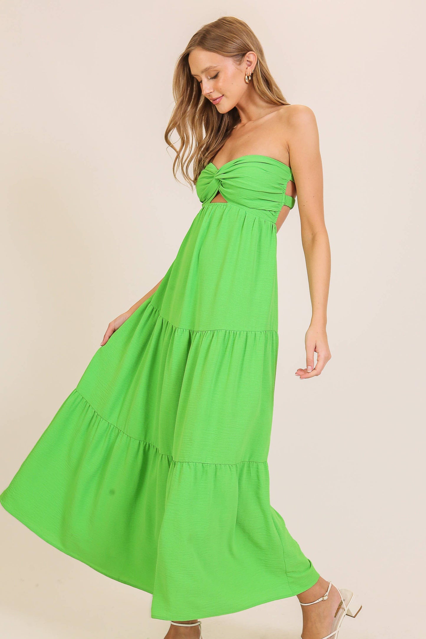 Lime Cutout Airflow Maxi Dress