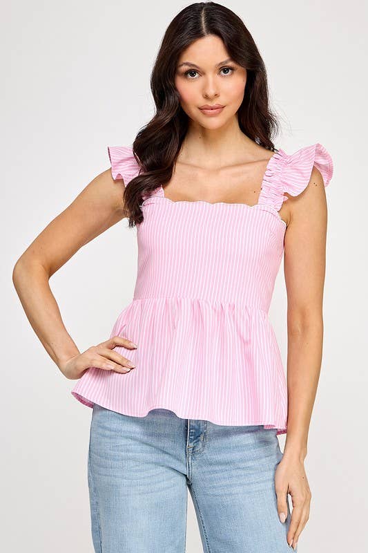 Flutter Sleeve Peplum Top