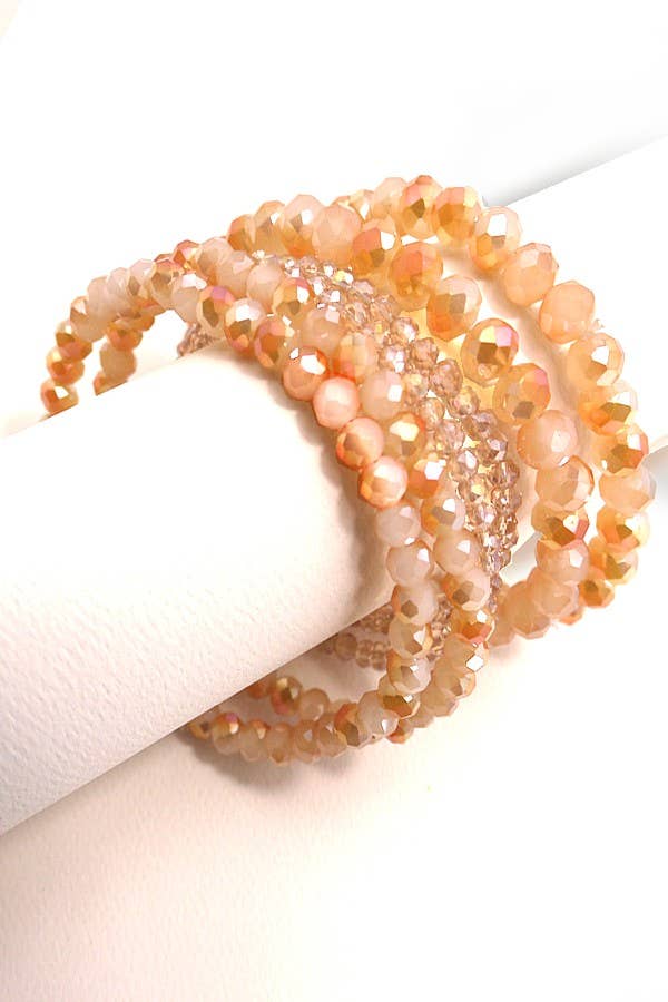 Glass Crystal Bead Stretch Bracelet Set