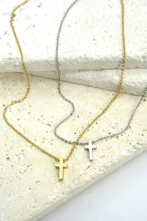 Gold Mini Cross Necklace