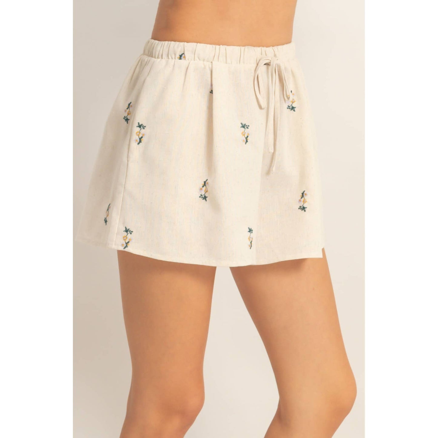Embroidered Drawstring Shorts