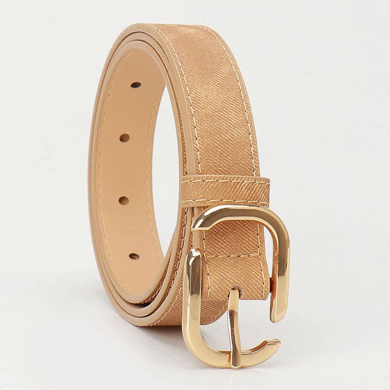 Modern Rectangle Buckle Leather Belt