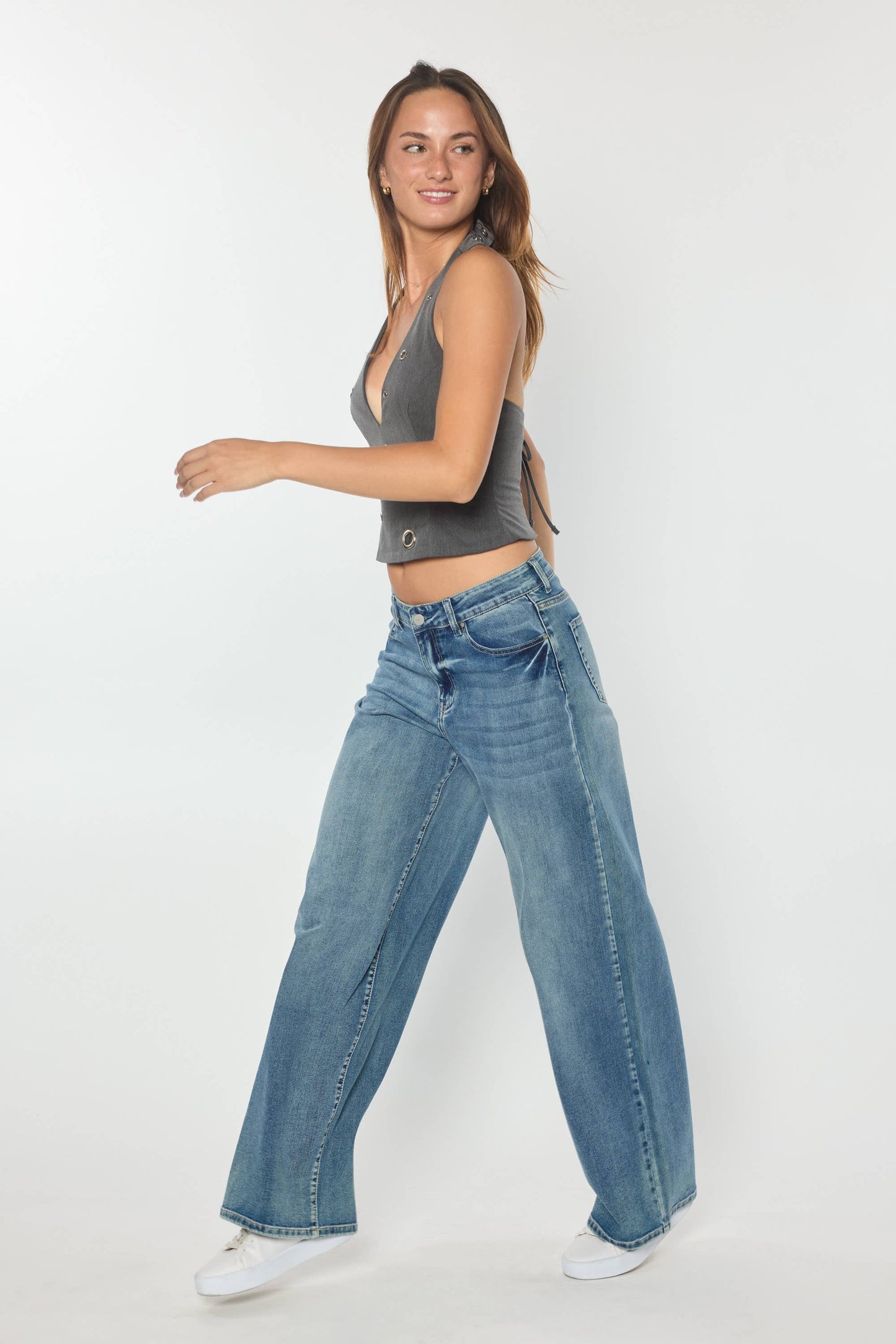 Mid Waist Relaxed Medium Wash Jeans