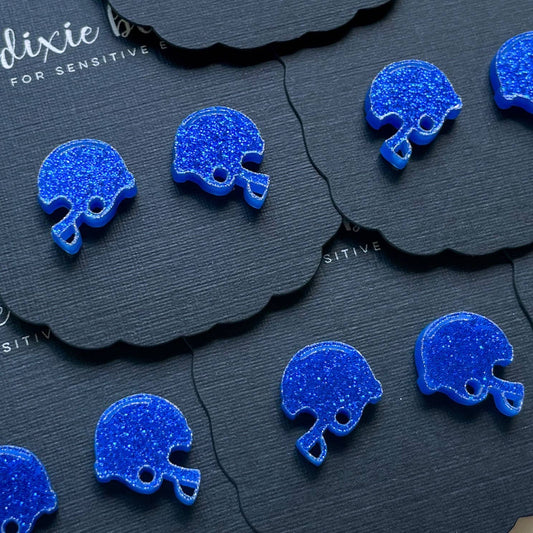 Blue Football Helmet Stud Earrings