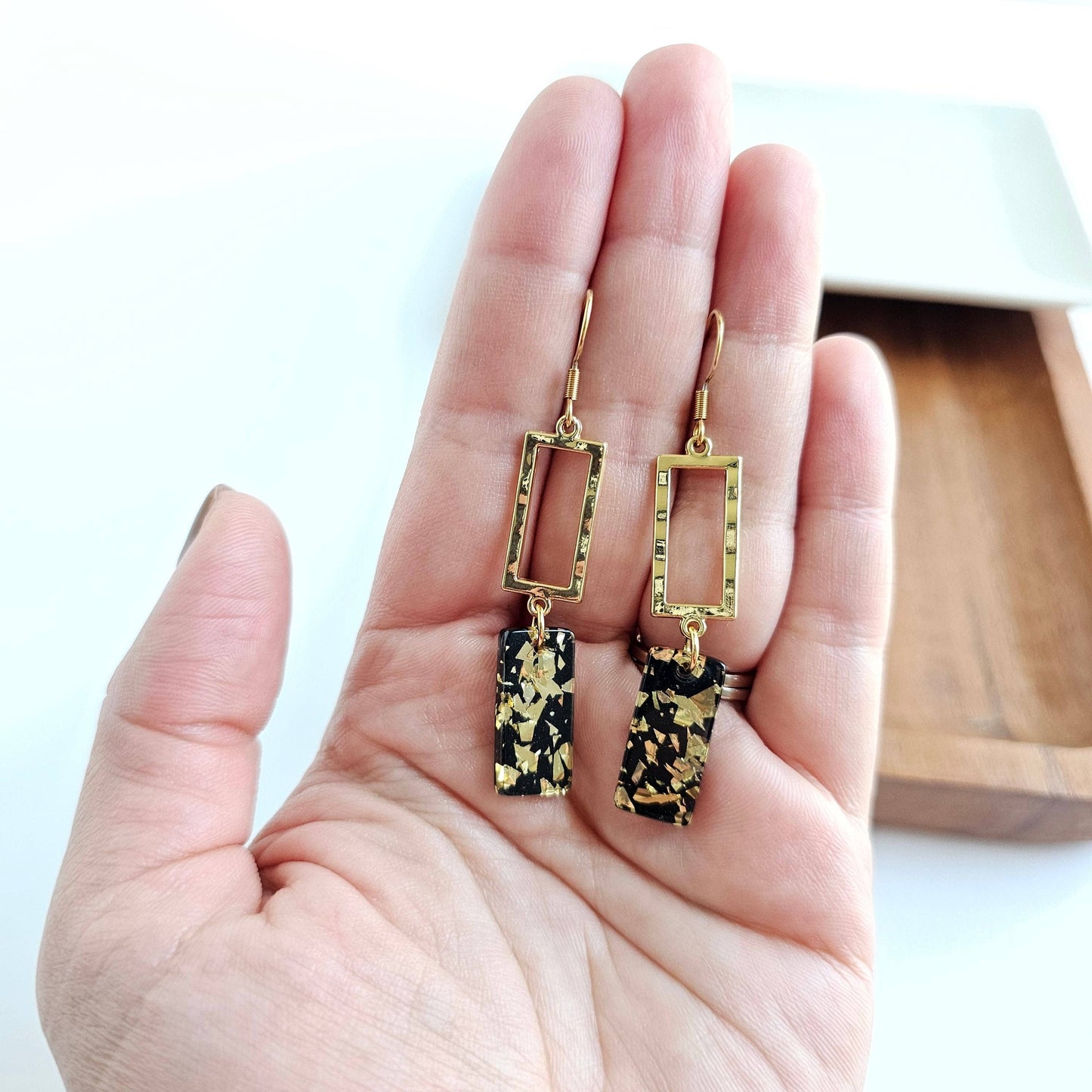 Black Gold Flake Earrings