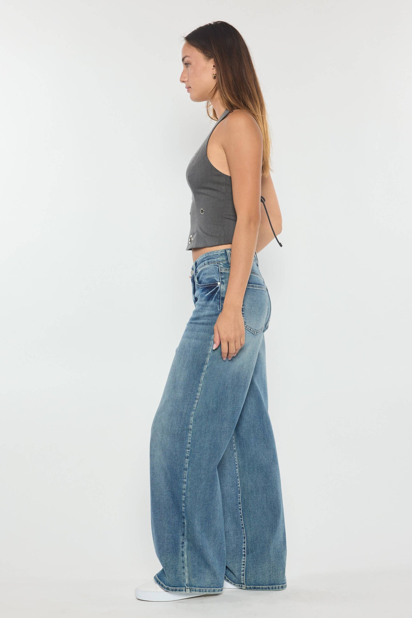 Mid Waist Relaxed Medium Wash Jeans