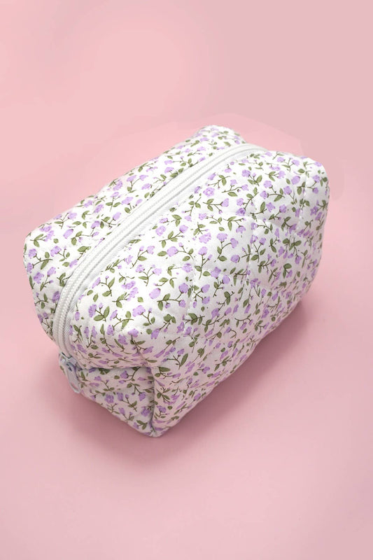Ditsy Quilted Cotton Floral Cosmetic Pouch