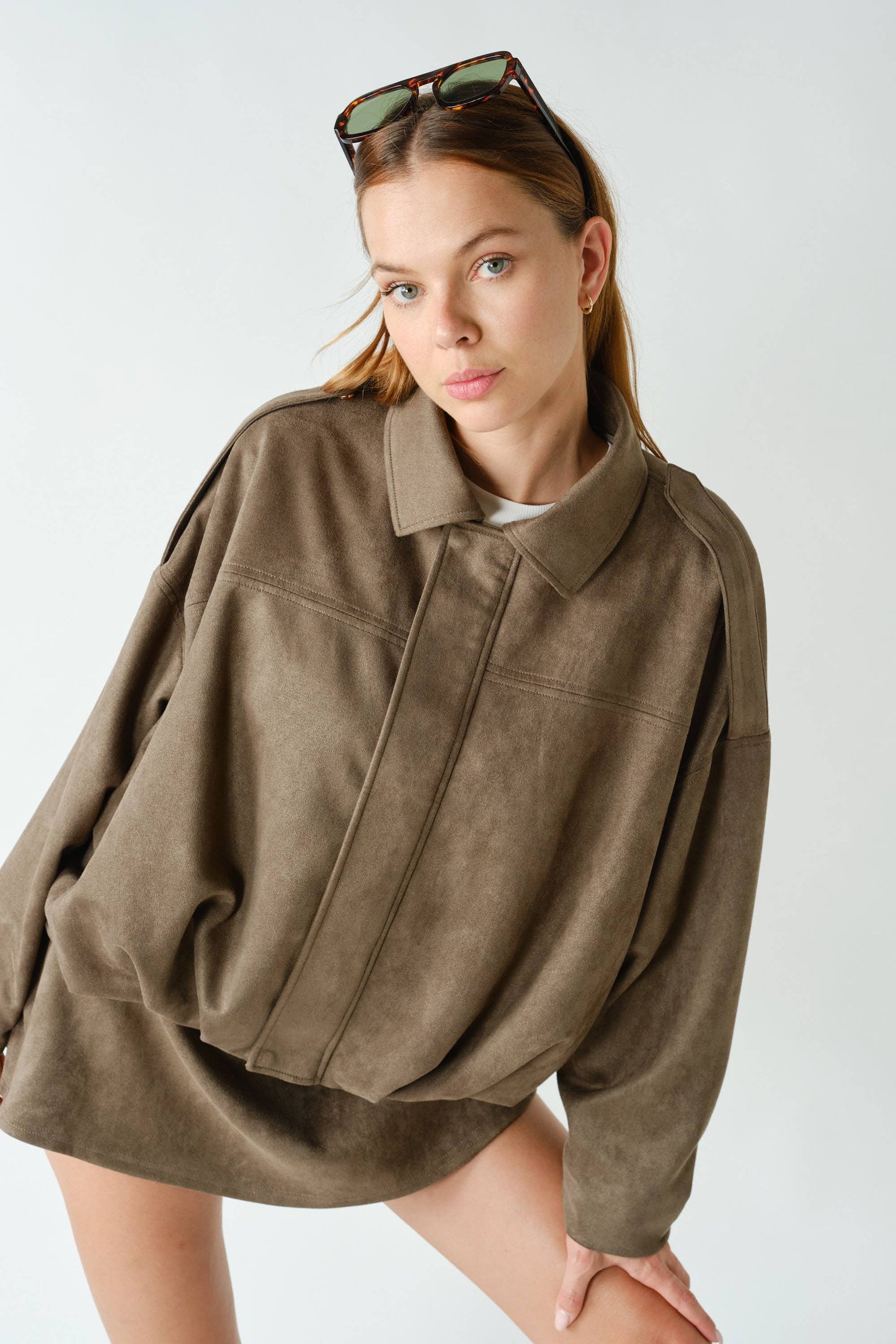 Suede Truffle Zip Front Jacket