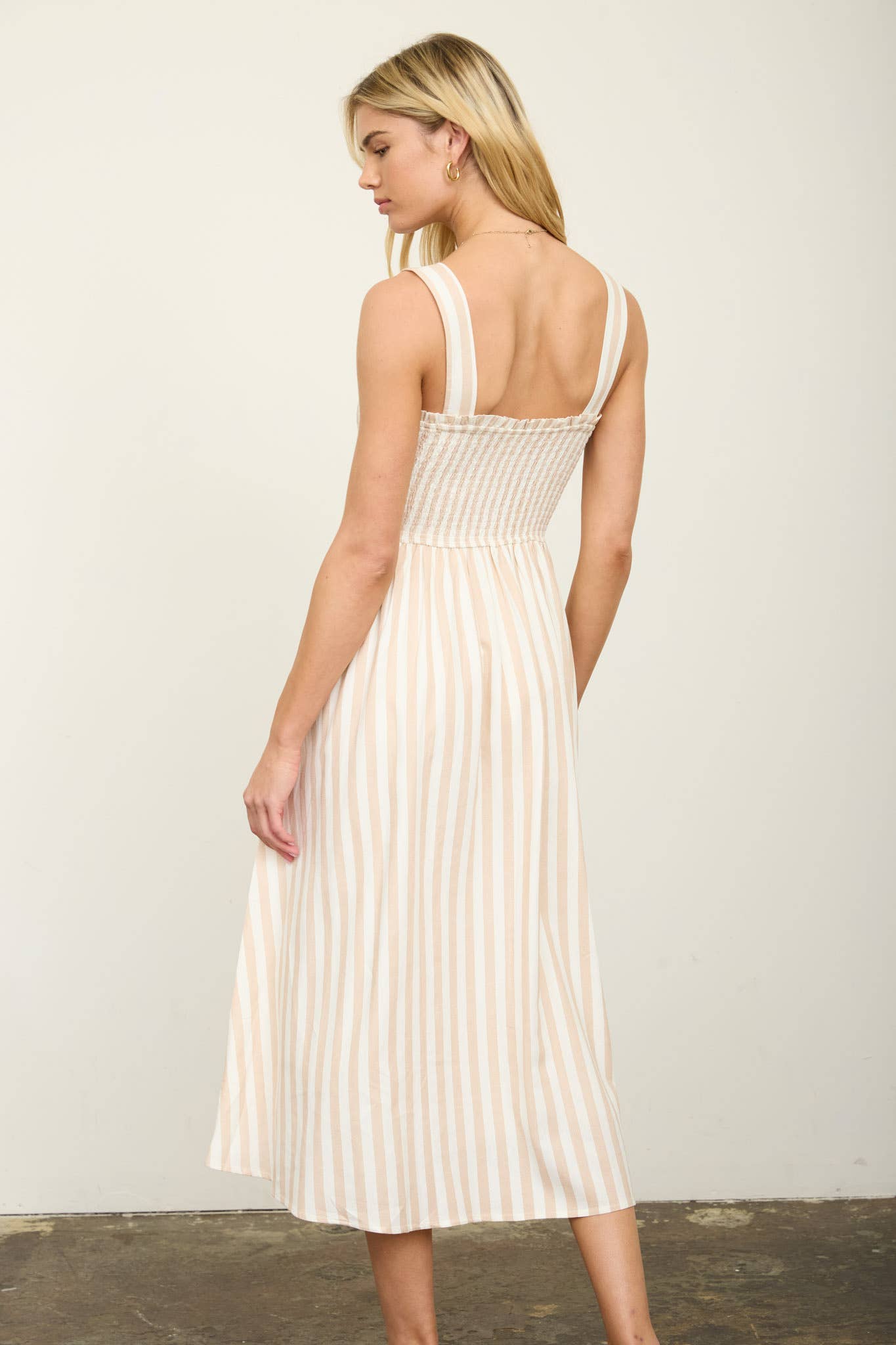 Khaki Nautical Stripe Maxi Dress