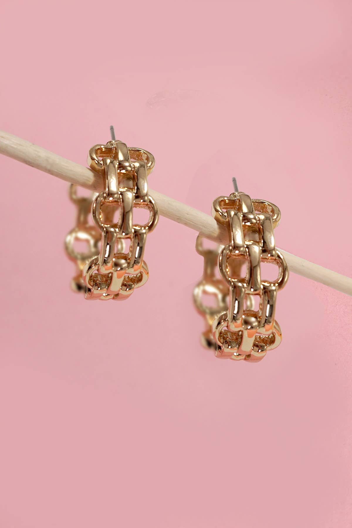 Double Chain Link Hoop Earrings