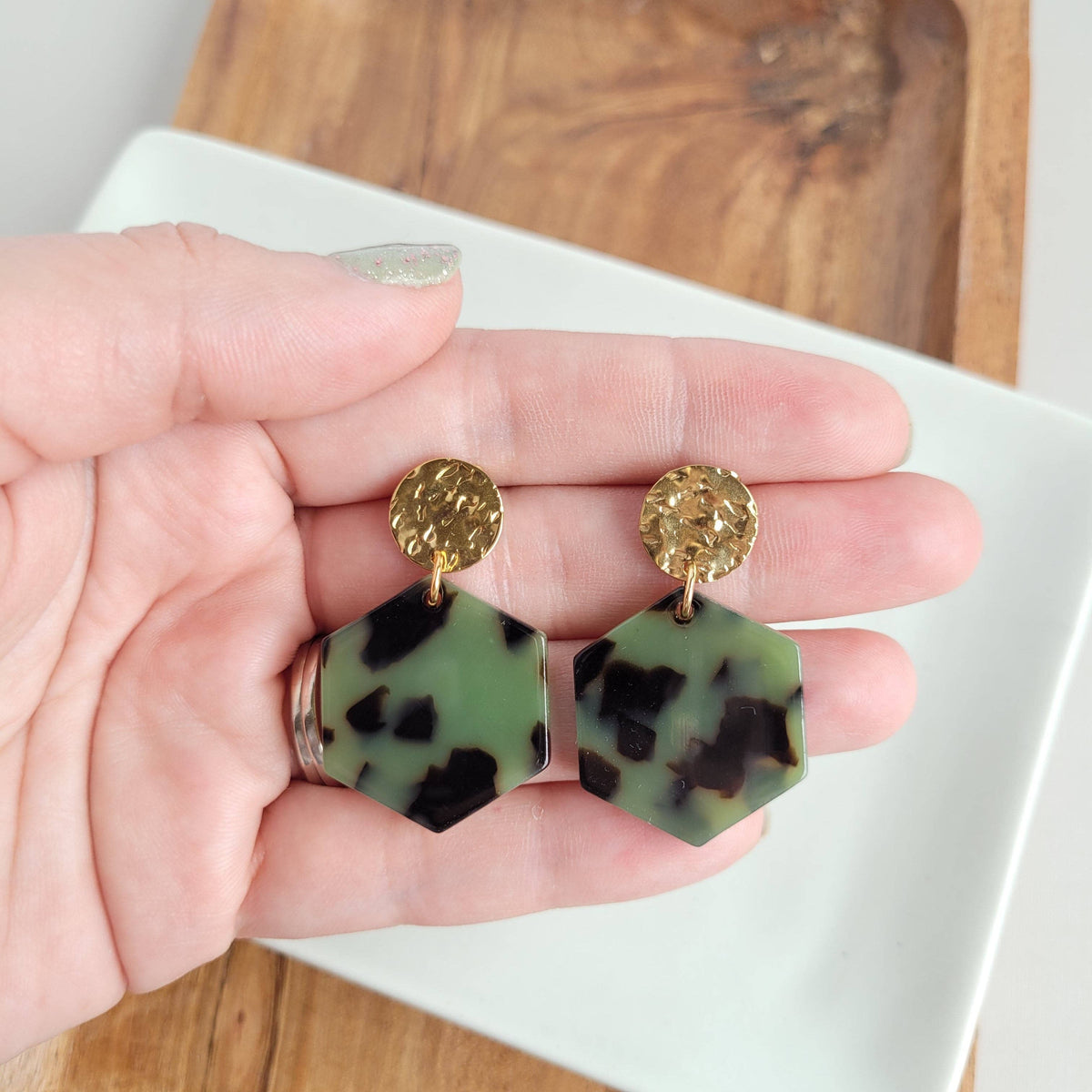 Olive Tortoise Roxy Earrings