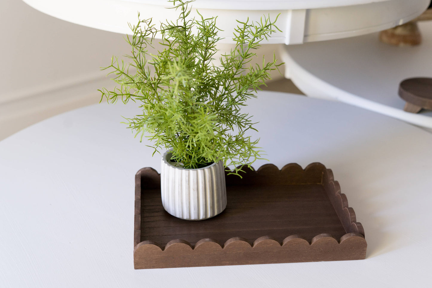 Espresso Wood Scallop Tray