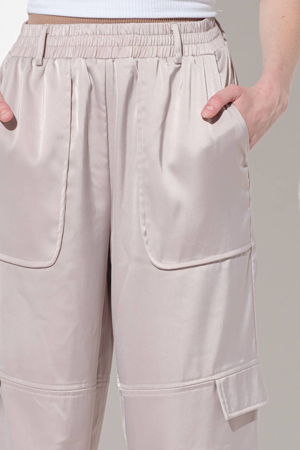 Satin Cargo Pants