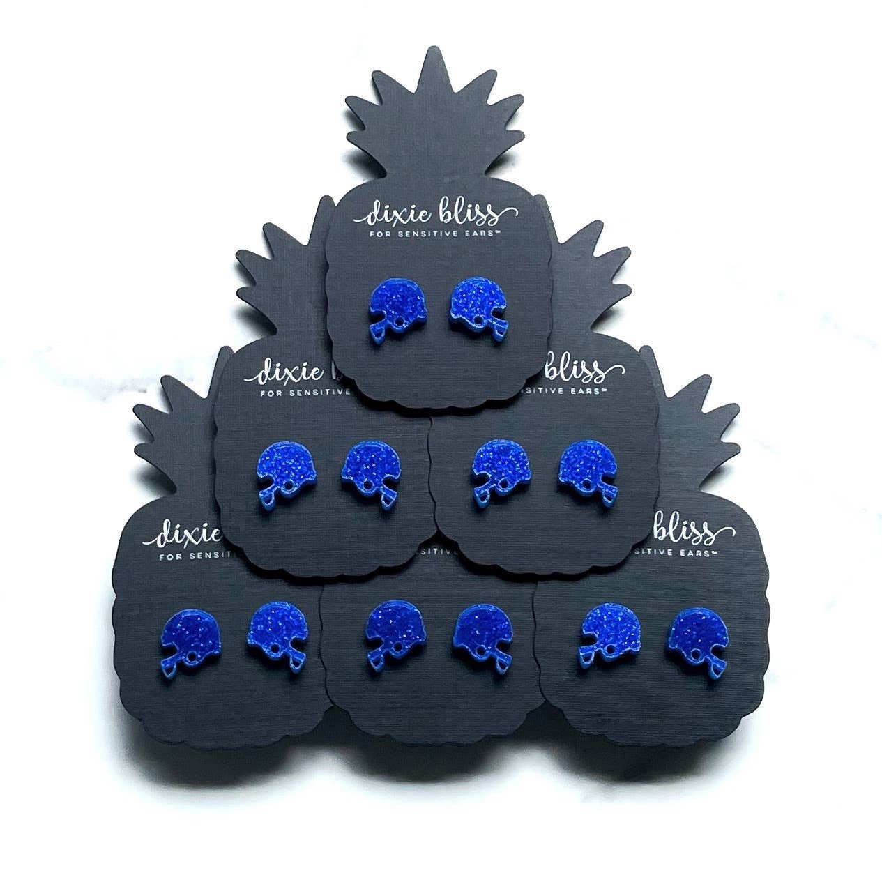Blue Football Helmet Stud Earrings