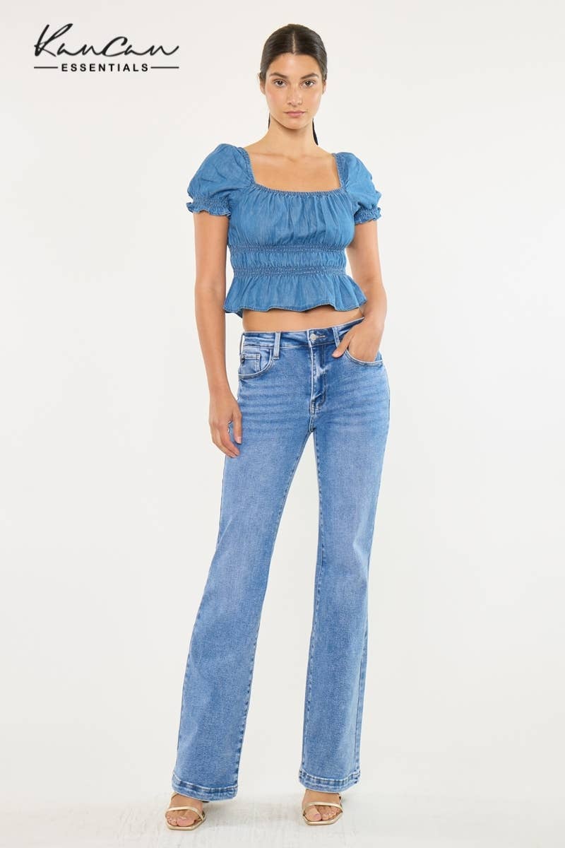 Kan Can High Rise Wide Leg Flare Jeans