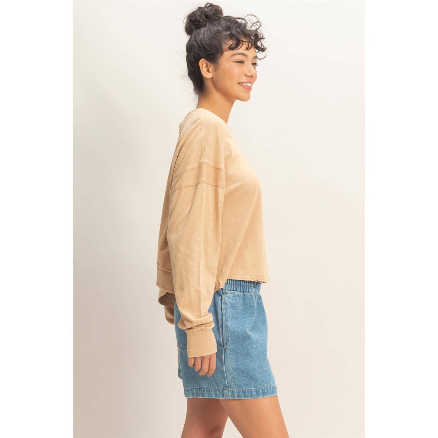 Cross Detail Open Back Long-Sleeve Top