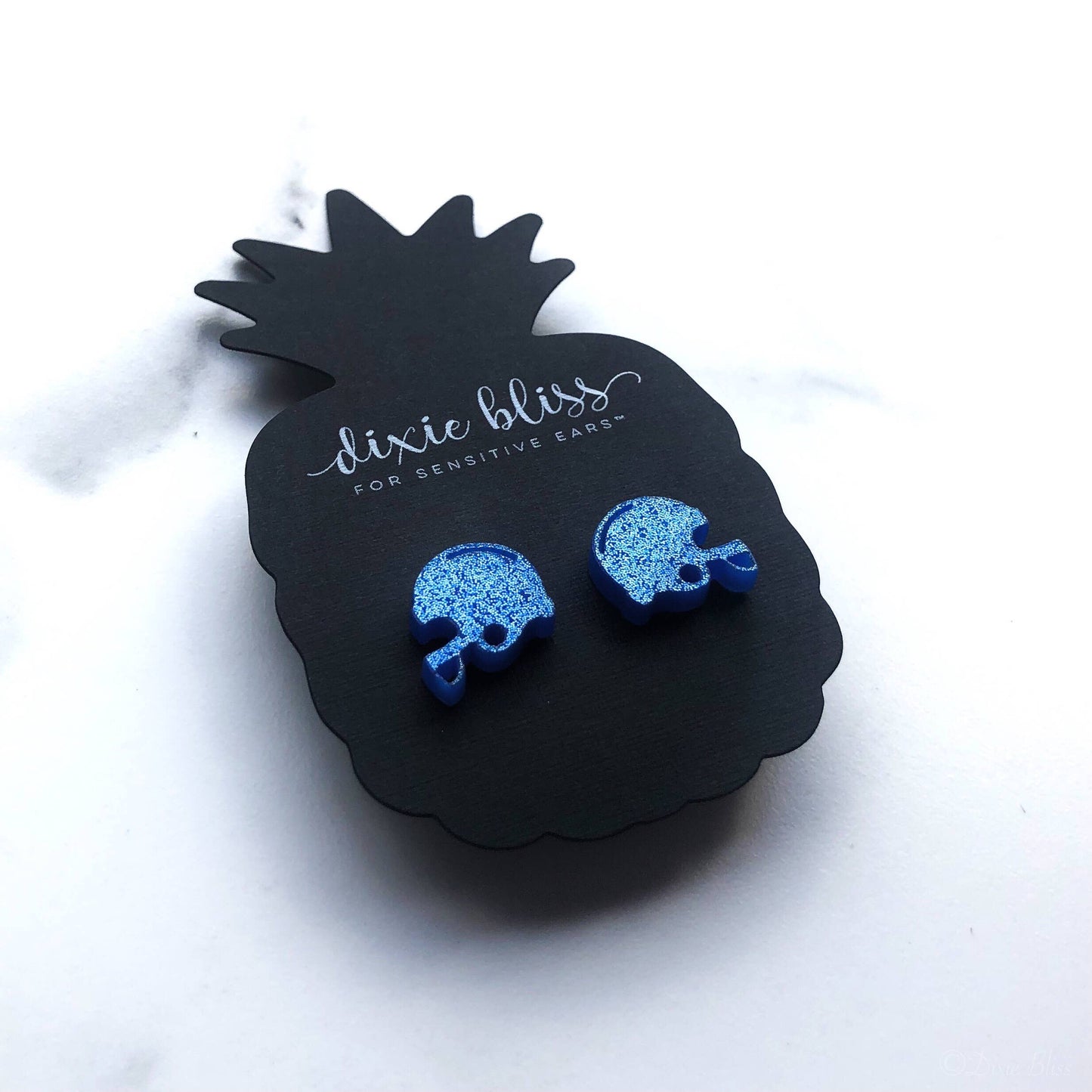 Blue Football Helmet Stud Earrings