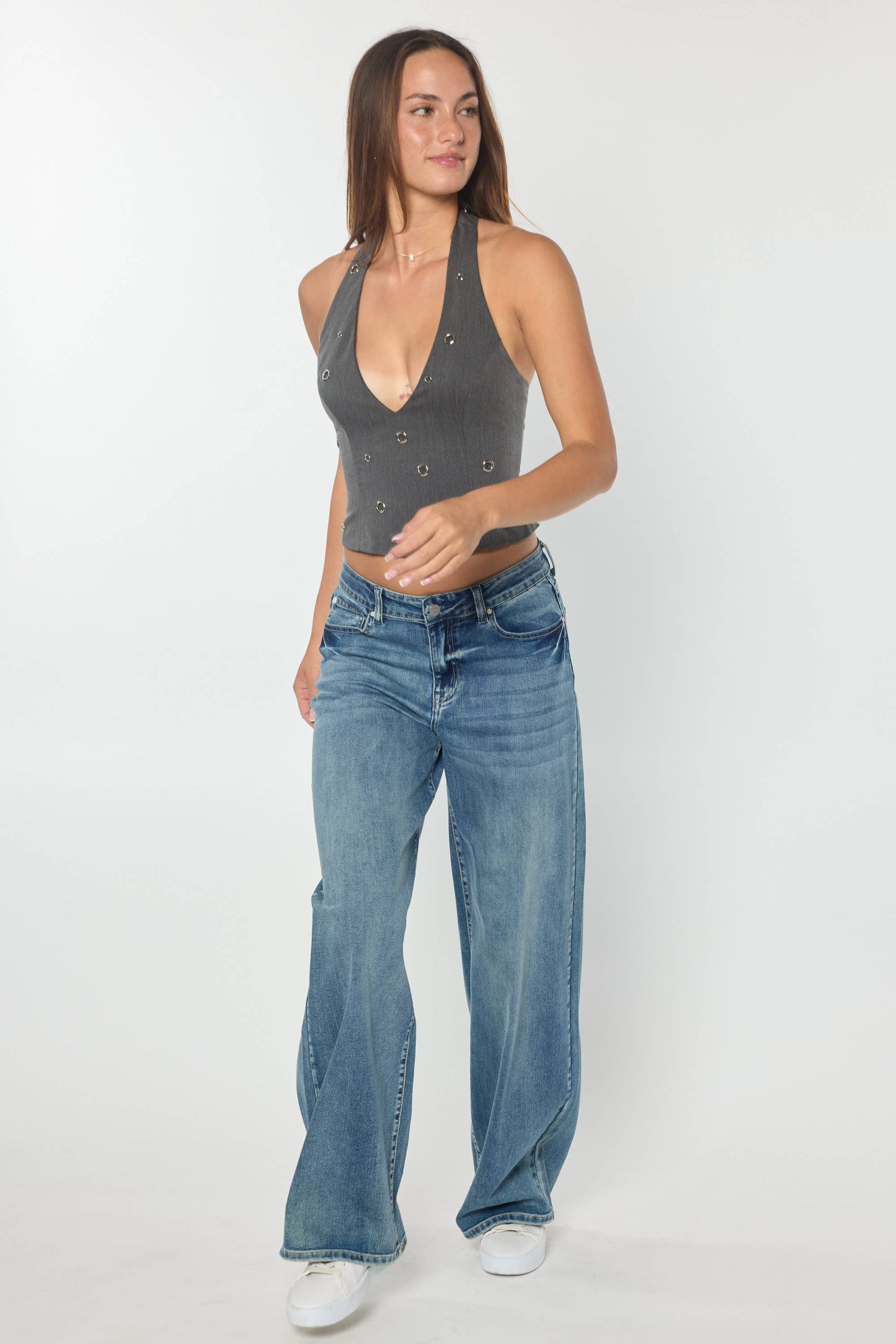 Mid Waist Relaxed Medium Wash Jeans