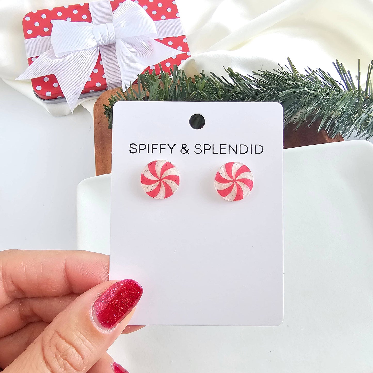 Peppermint Holiday Studs