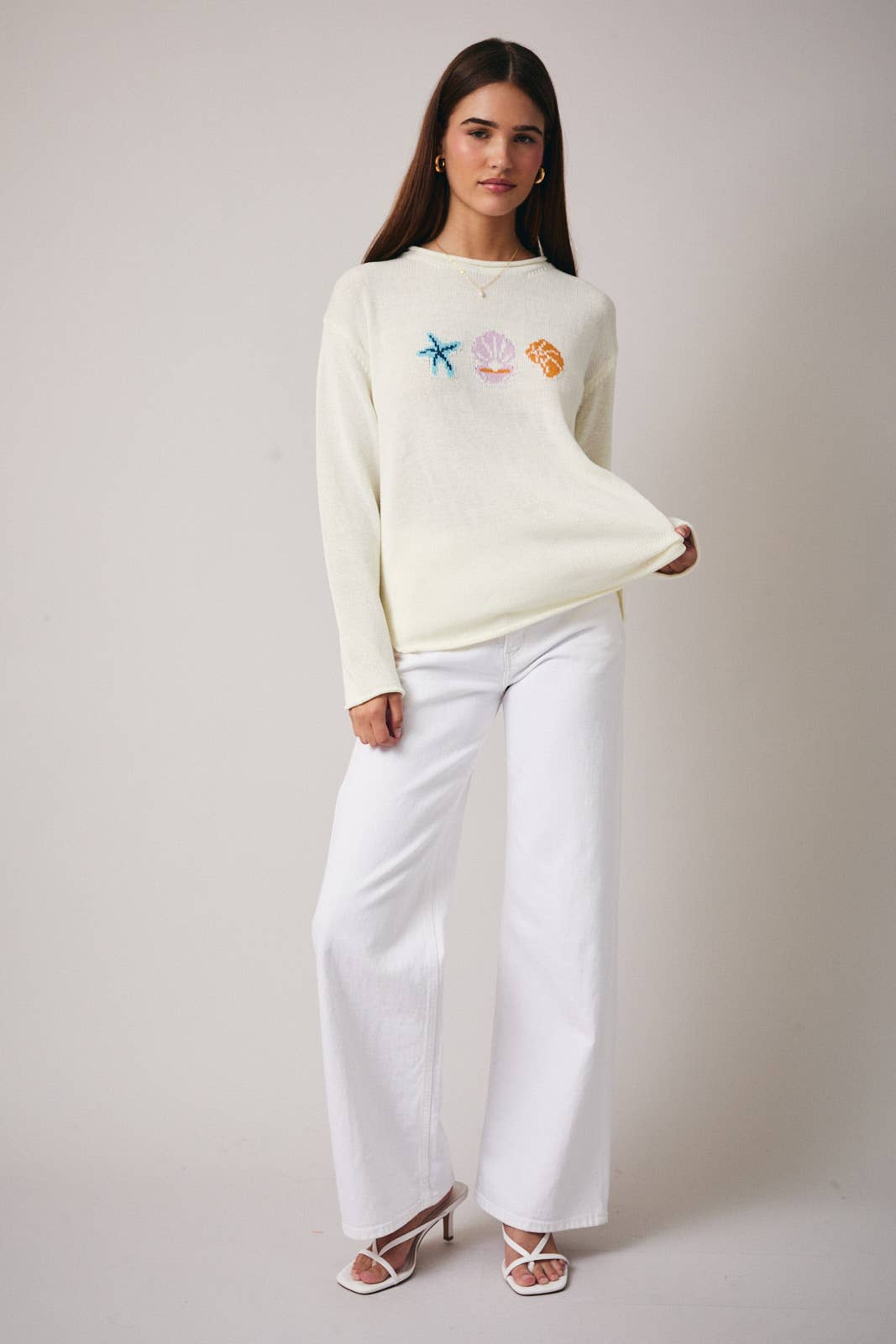 Cream Summer Sea Lightweight Beach Sweater
