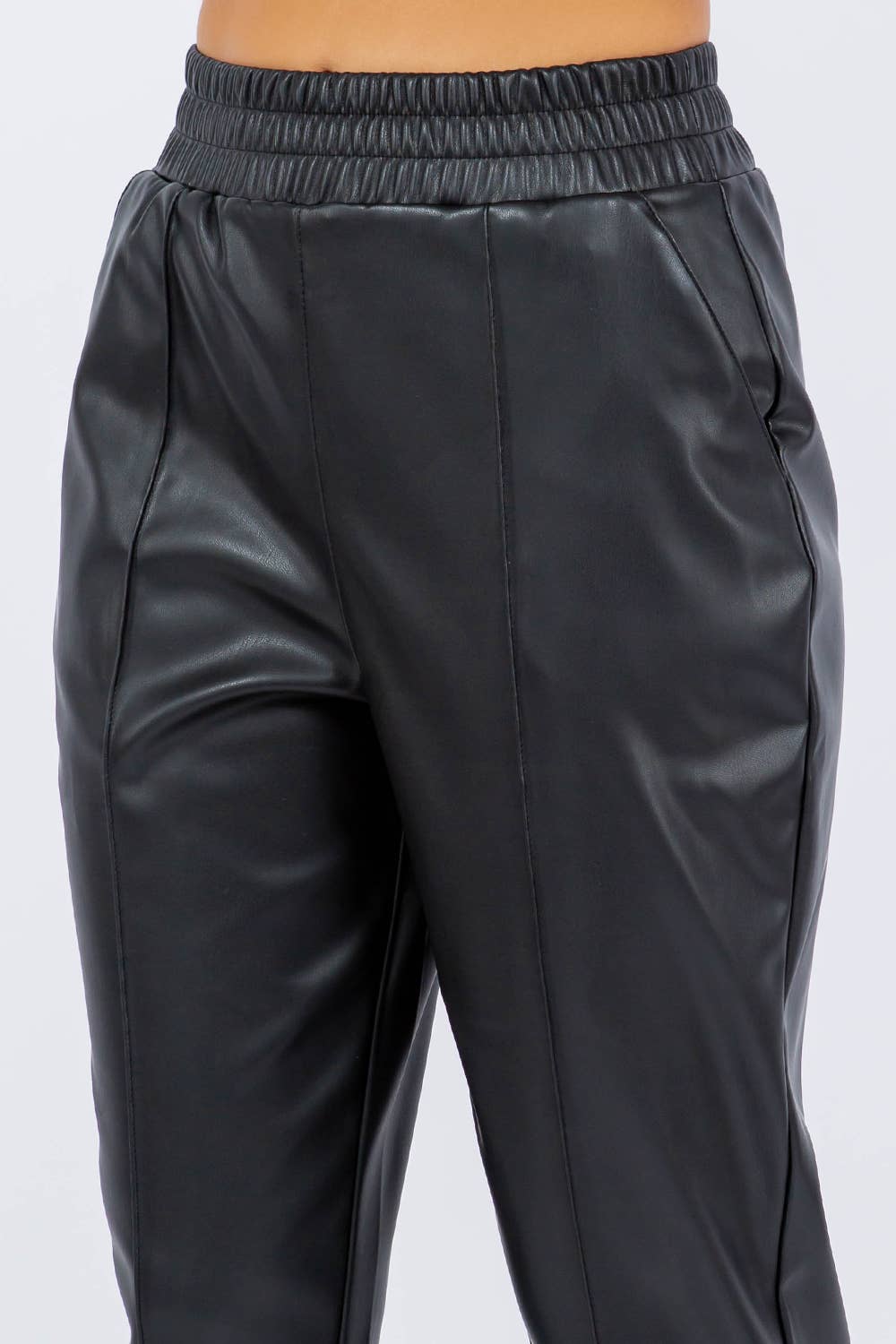 Faux Leather Straight Leg Pull-on Pants