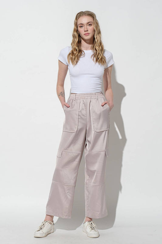 Satin Cargo Pants