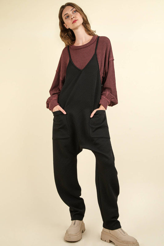 Plus Quilted Loose Fit Knit Jumpsuit