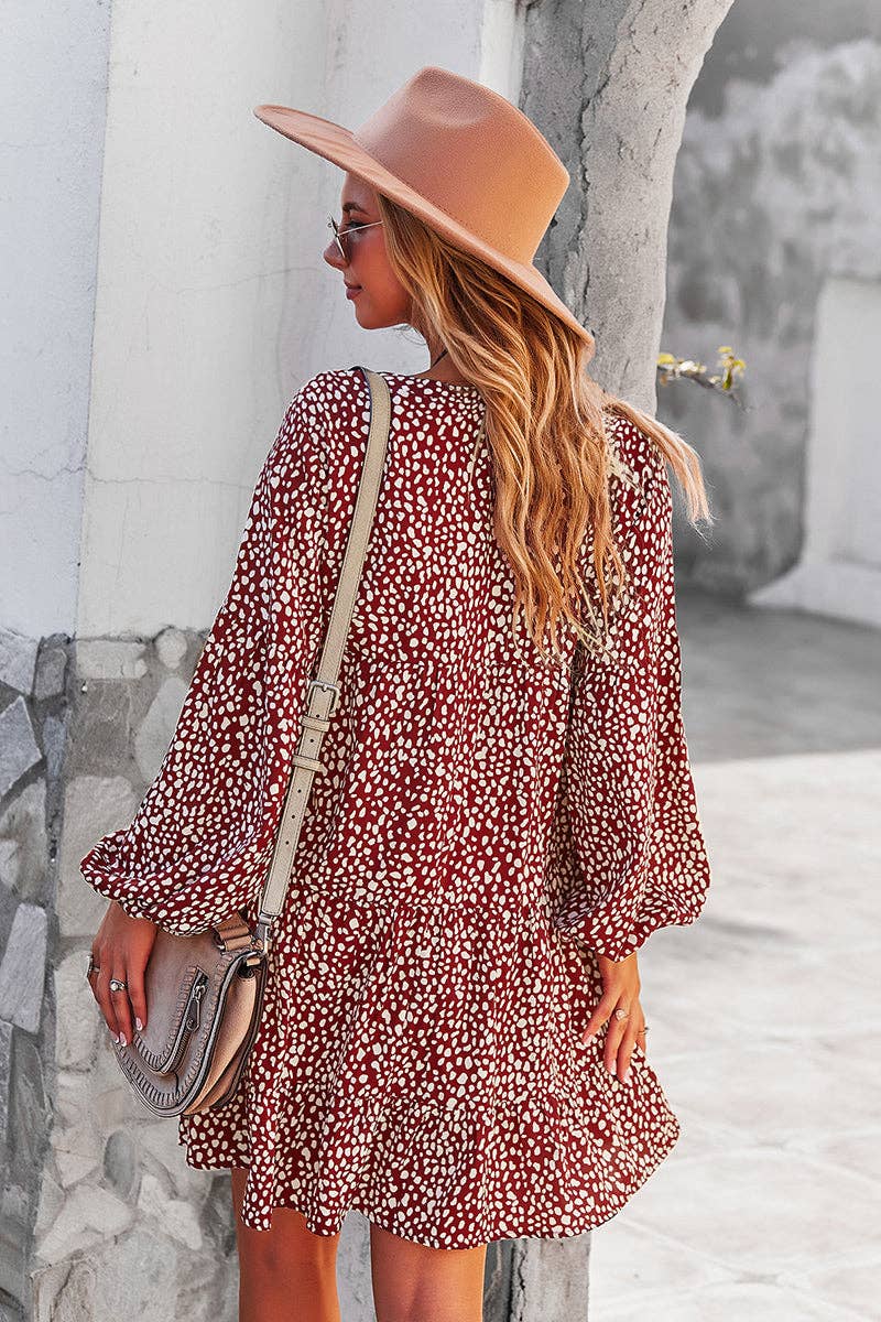 V-Neck Polka Dot Tunic Dress