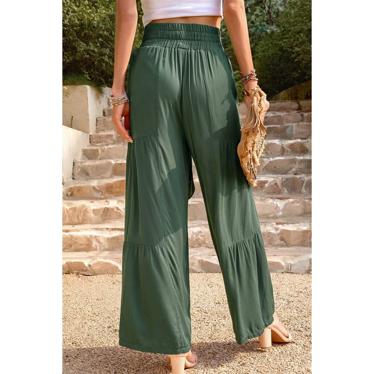 High Waist Knot Elastic Solid Pant