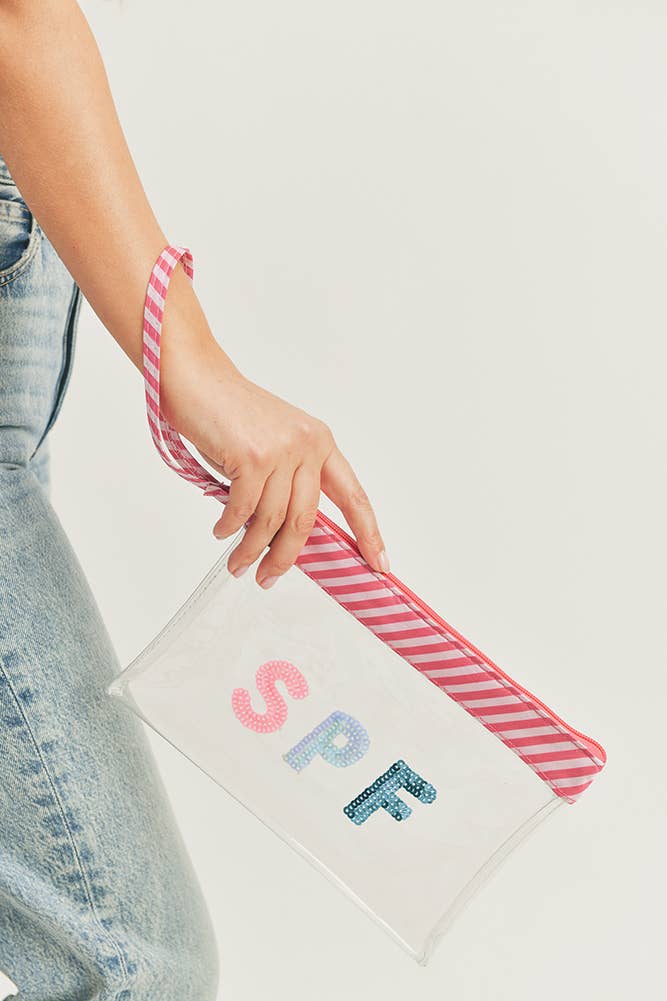 SPF Sequin Letter Clear Pouch