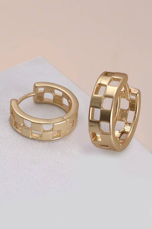 Mini Cutout Checker Hoop Earrings
