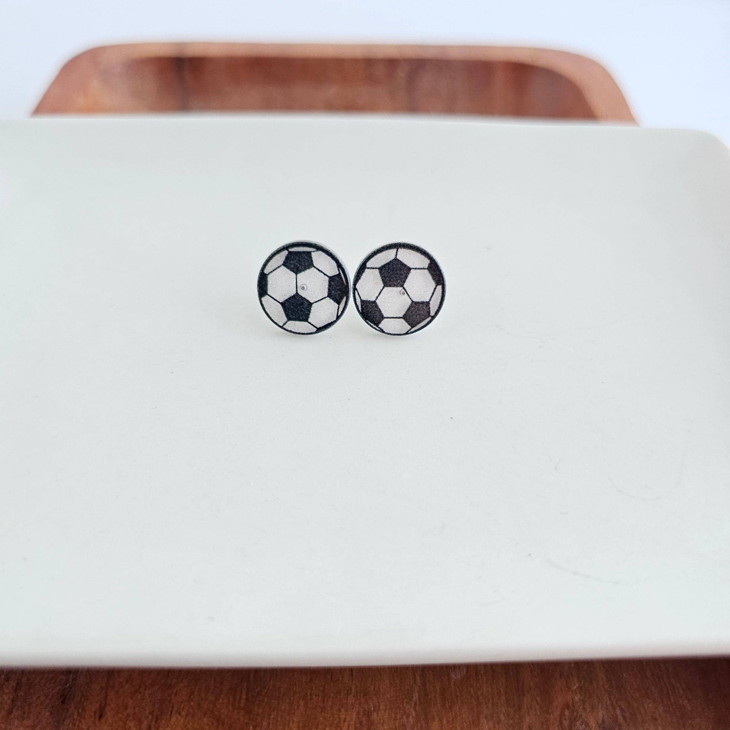Glitter Soccer Ball Studs // Game Day, Jewelry, Earrings