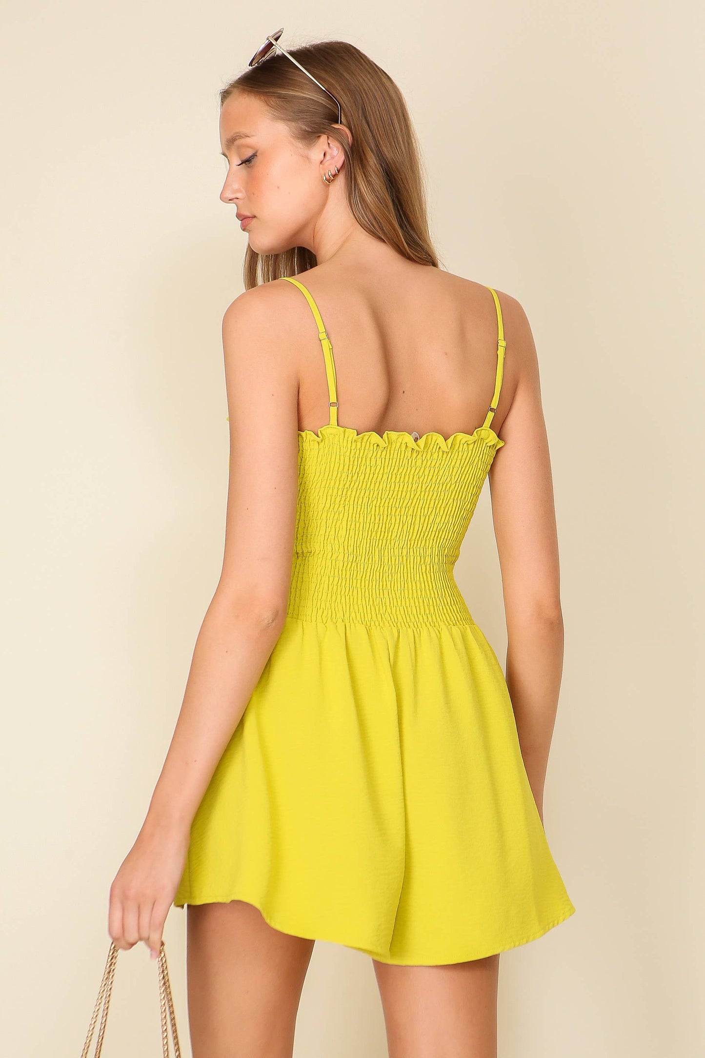Lime Smocked Airflow Flowy Romper