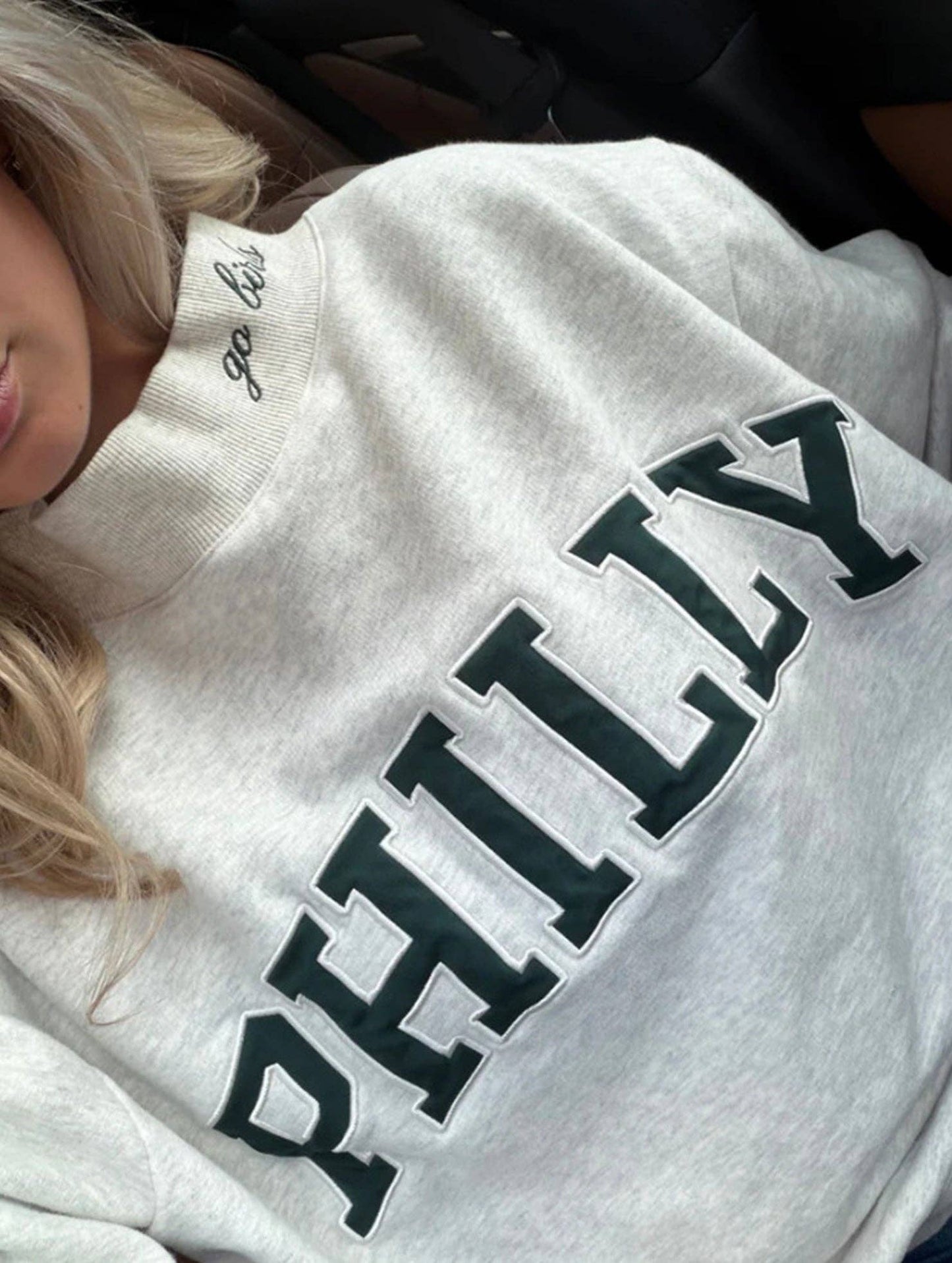 Philly Go Birds Embroidered Mock Neck Sweatshirt