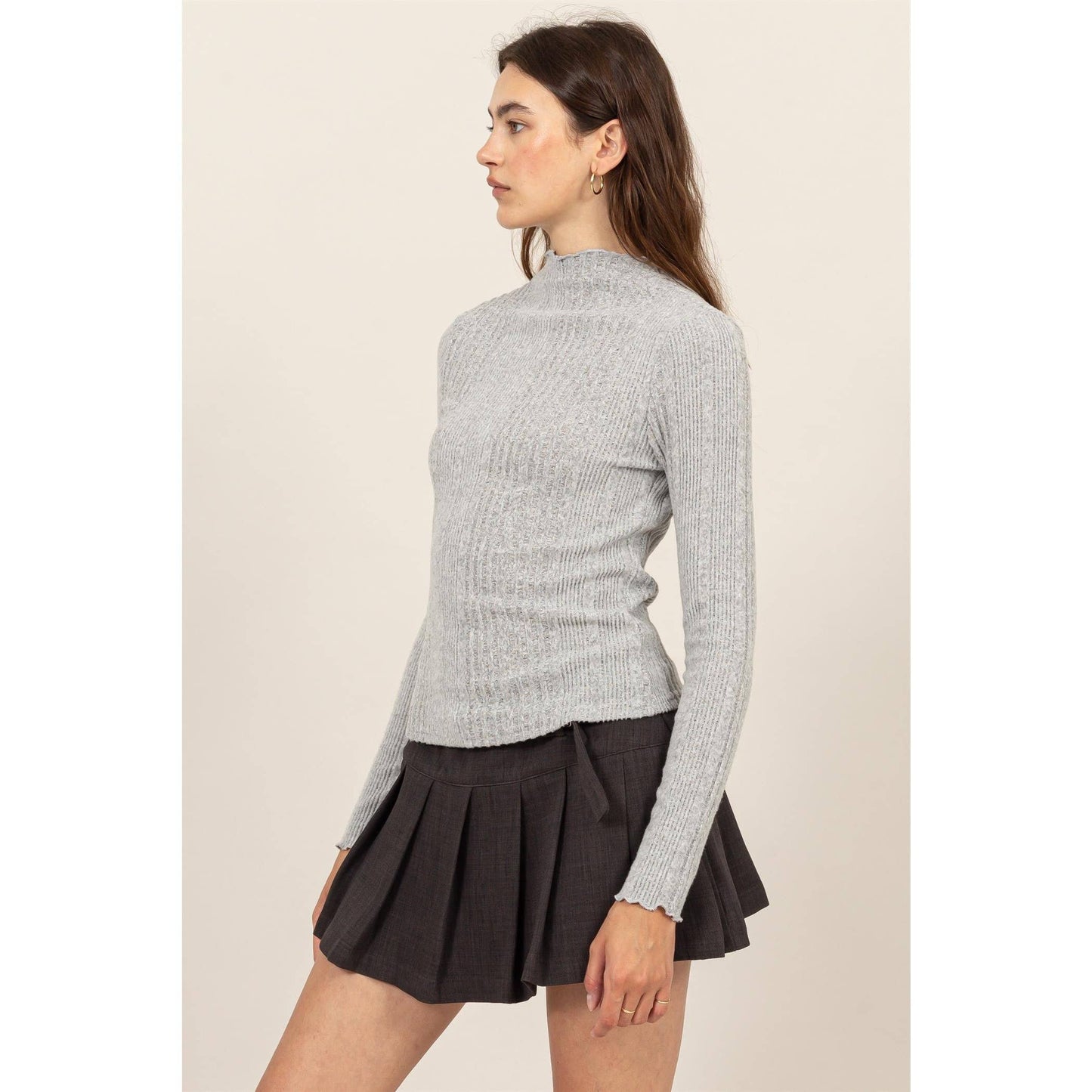 Olivia Mock Neck Ribbed Sweater