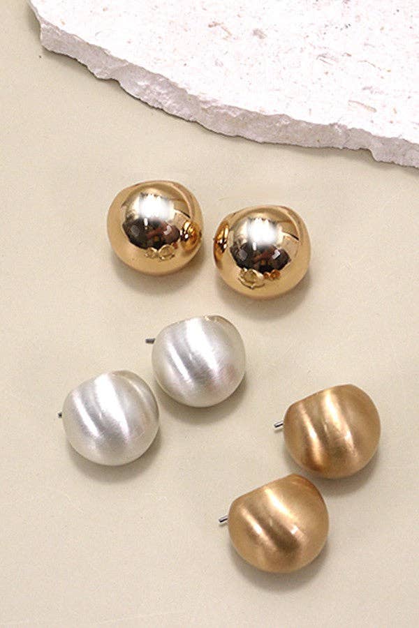 Round Puffed Hoop Earrings