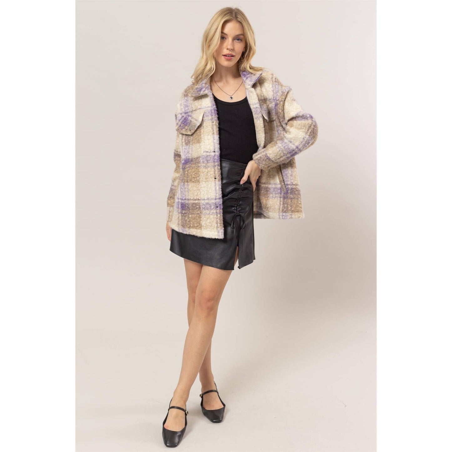 Lavender Plaid Boucle Jacket