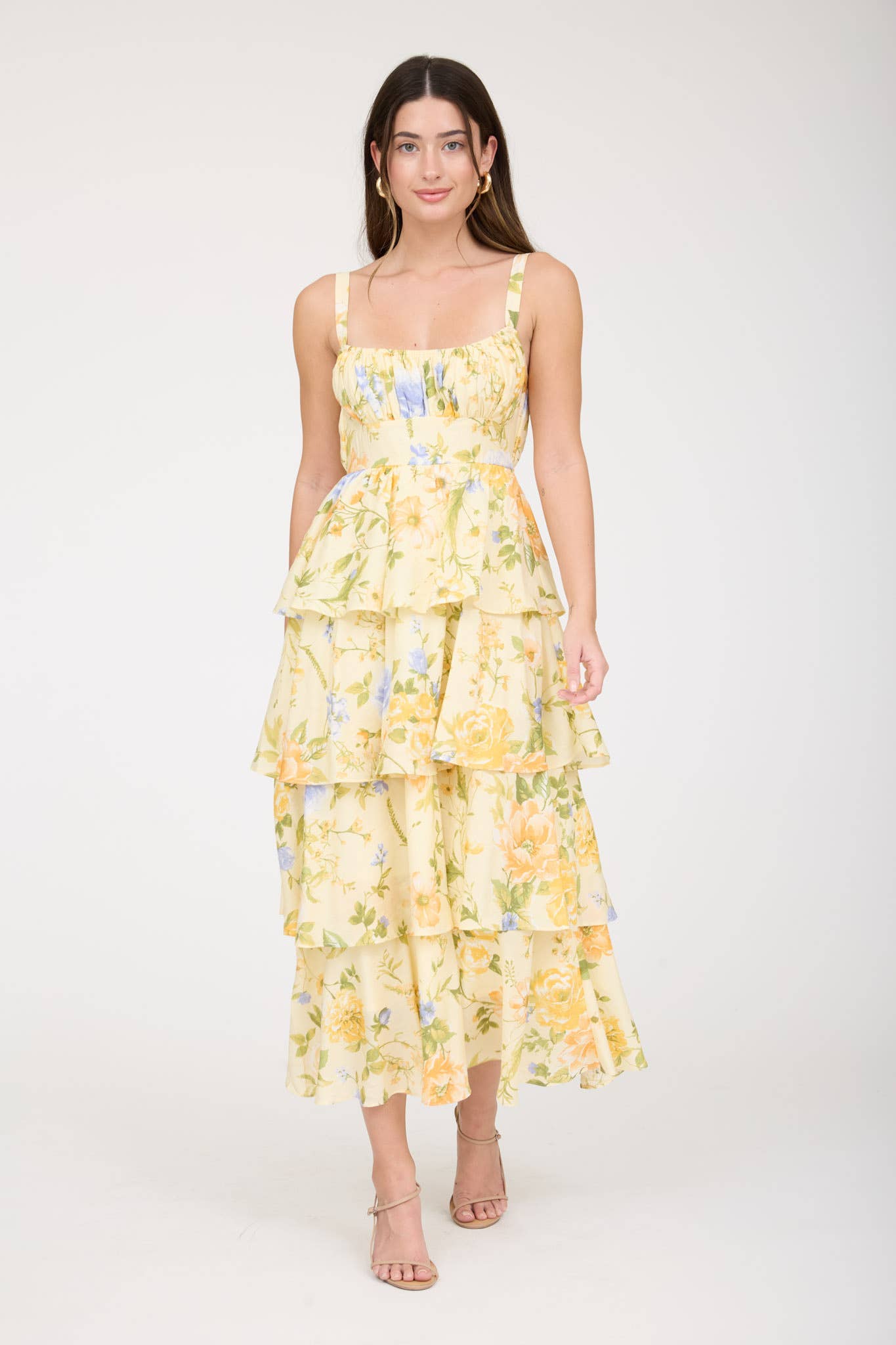 Floral Ruffle Tiered Midi Dress
