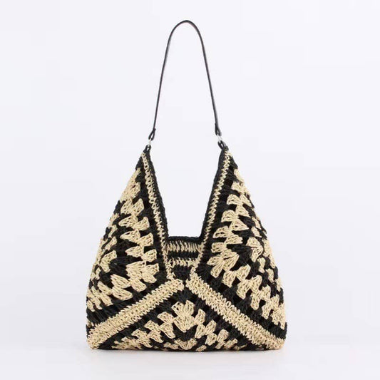 Black Crochet Weaved Boho Handbag