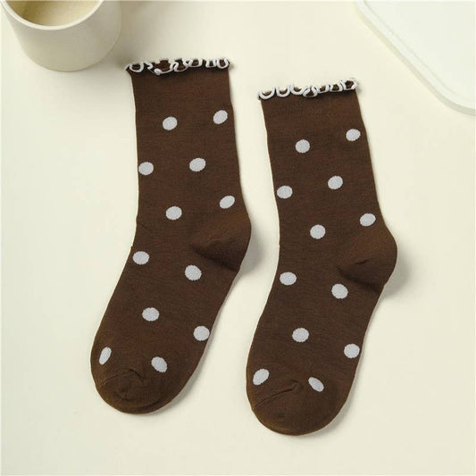 Ruffled Polka Dot Crew Socks